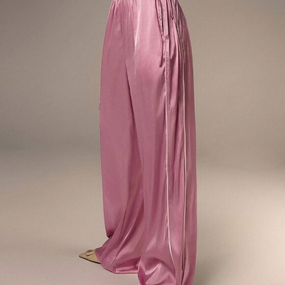 Pink Contemporary Women's Satin Pants